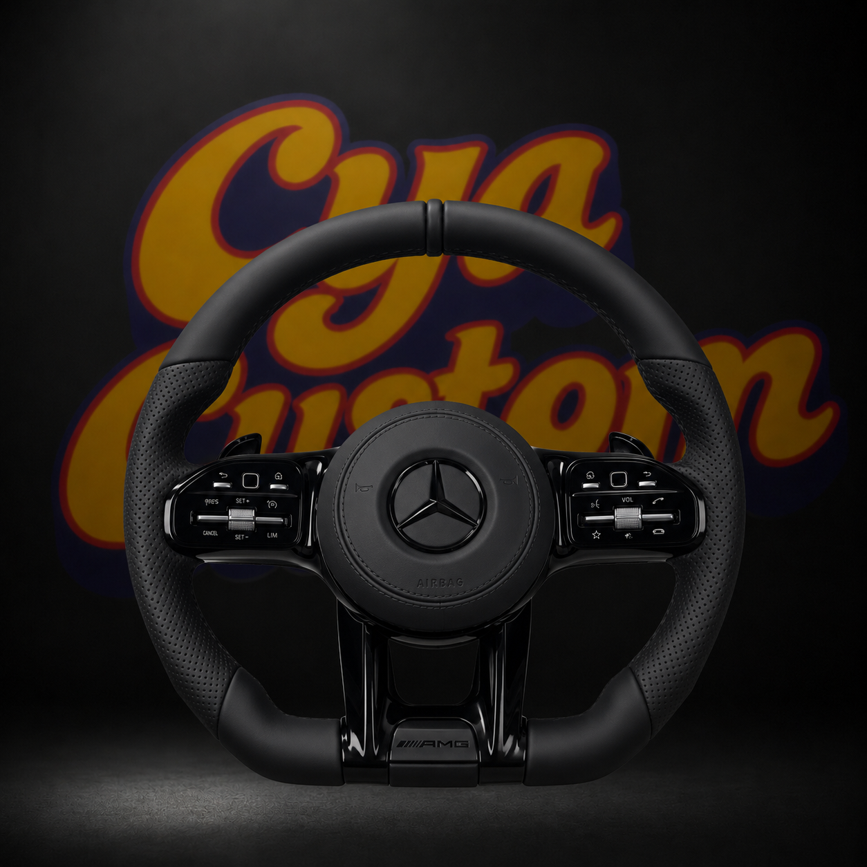 Volant Mercedes AMG — Cuir Perforé Noir Brillant
