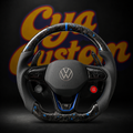 Blue R volant Volkswagen Golf R carbone forgé bleu cuir perforé CYA Custom