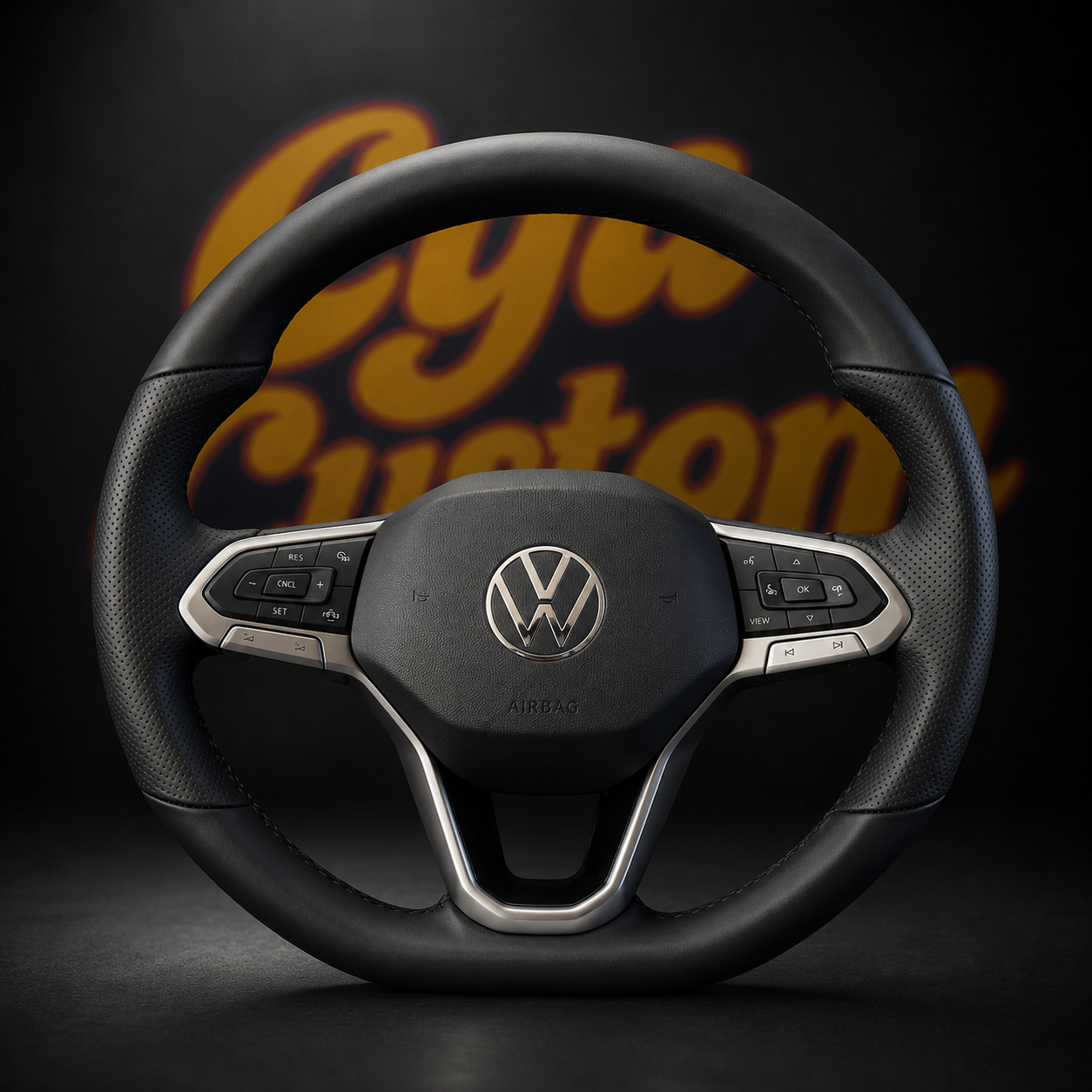 Volant sur mesure Volkswagen Golf 8 carbone forgé cuir perforé CYA Custom