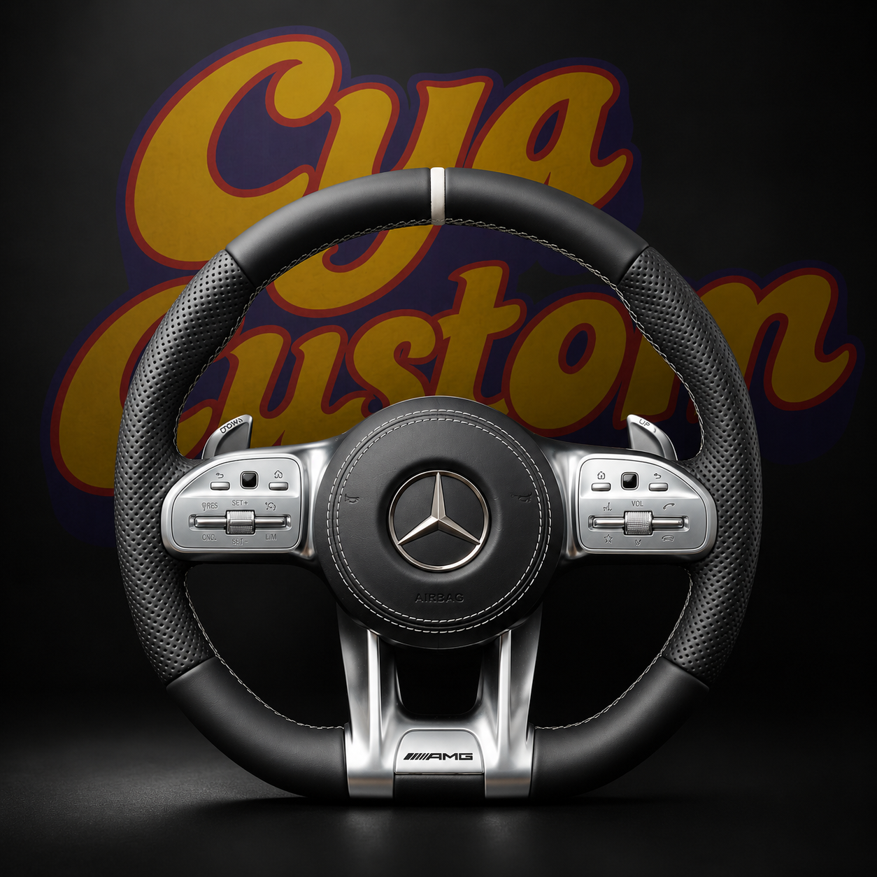Volant sur mesure Mercedes AMG ancienne génération cuir carbone CYA Custom